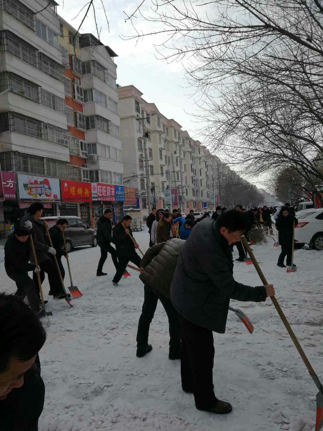 体育组志愿者积极参加清扫积雪活动